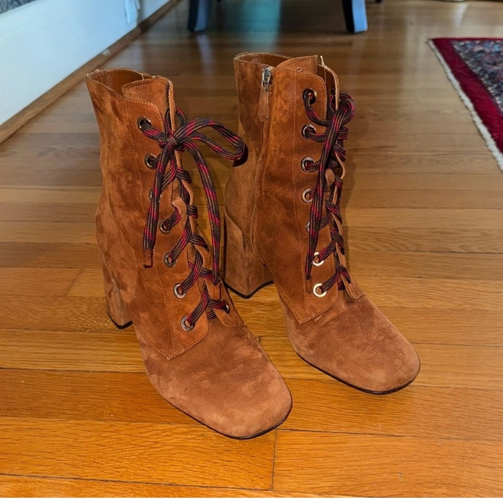 Prada suede laced up boots